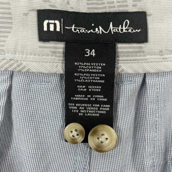 Travis Mathew Golf Shorts 10" Men's 34 Blue Striped Stretch Casual Preppy - Picture 7 of 11